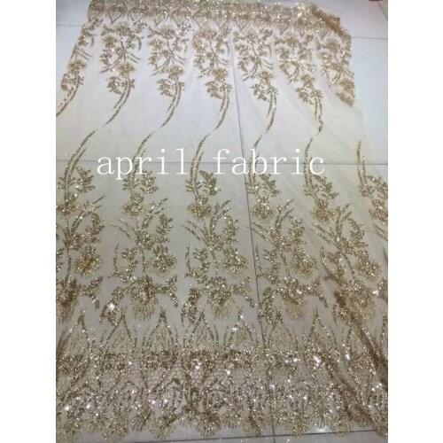 Ap240 african newest good quality sparkle glued sugar lace glitter flower net tulle mesh for sawing/wedding /lady dress