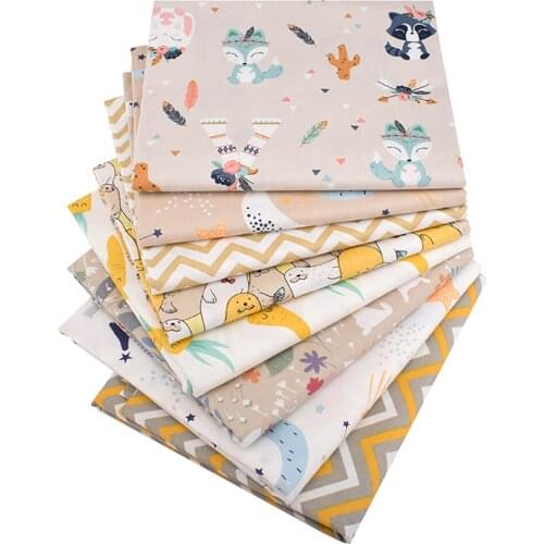 Chainho,Printed Twill Cotton Fabric,Patchwork Cloth,DIY Quilting Sewing,Baby & Childs Bedclothes Material,MilkTea Color Series