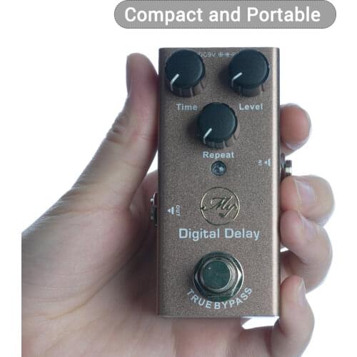 Digital Delay Guitar Effect Pedal with ABS Control Knobs Mini Single Pedal for Electric Guitars DC 9V Dark Brown