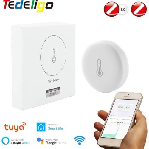 Tuya Zigbee Temperature and Humidity Sensor Work With 2MQTT Voice APP Wireless Remote Control Compatible Google Home Alexa Echo