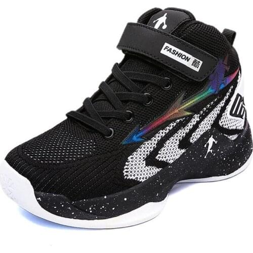 Kids Basketball Shoes Boys Basketball Sneakers New Girls High Top Mesh Breathable Sneakers Teenagers Training Shoes Non-slip