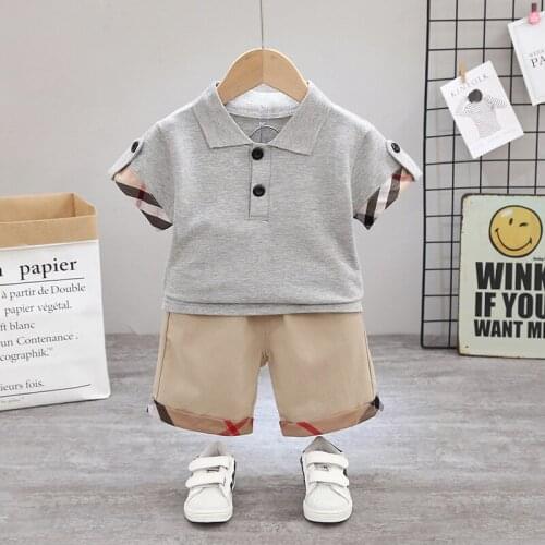 Short Sleeve Shirts and Short Suit for Kids 2021 Childrens Summer Clothing Sets Patchwork Two Pieces Sets Boys Cotton Tracksuit