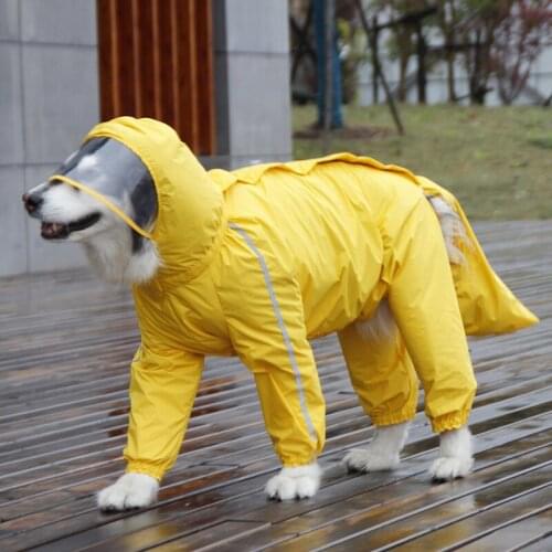 All-inclusive Pet Dog Raincoat Large Dog Golden Retriever Shepherd Samoyed Big Dog Belly Guard Waterproof Four-legged Raincoat