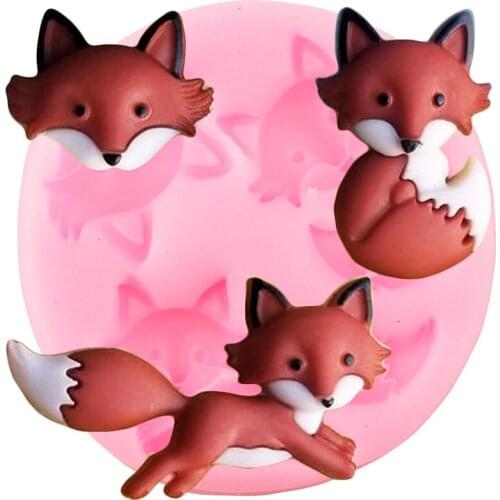 Cute Fox Head Silicone Mold Candy Polymer Clay Chocolate Baking Mold Baby Birthday Cupcake Topper Fondant Cake Decorating Tools