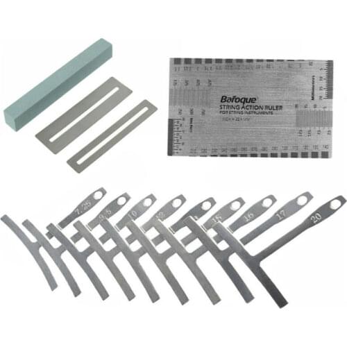 Guitar Repair Tool Accessories 9Pcs Understring Radius Gauge, String Action Ruler Gauge, Fretboard Fret Protector Fret Sanding