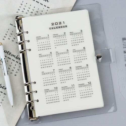 Calendar PP Divider A5 A6 Loose Leaf Notebook Planner Index Sheet Binder Category Planner Inner Clip