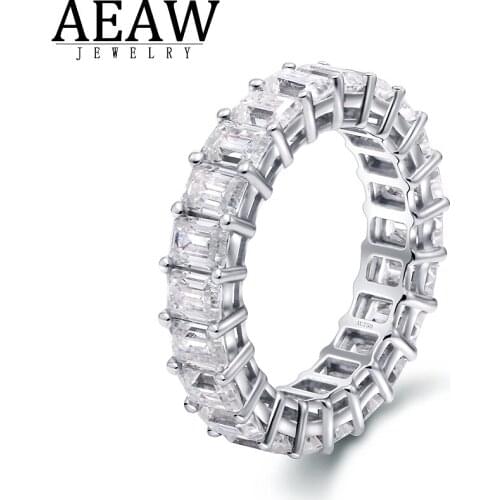 3x4mm D Color VVS1 Emerald Excellent Cut Moissanite Wedding Band Real 18k White Gold Test Positve Lab Grown Diamond Ring