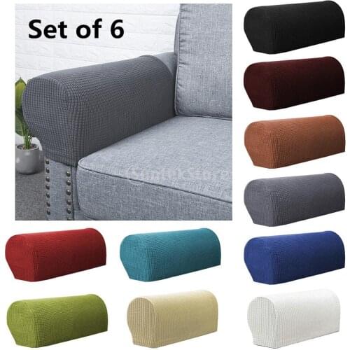 Blesiya Set of 6 Flannel Armrest Covers Stretch Set Chair Sofa Arm Protector
