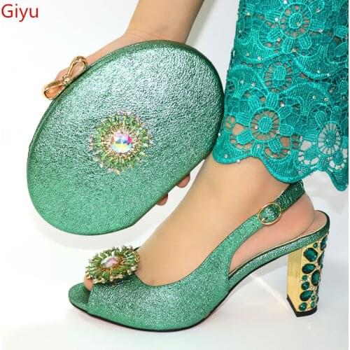 Doershow very beautiful Shoes and Bag Set African Wedding Shoe and Bag set Italy Shoe and Handbag Summer Set Women!SFY1-19