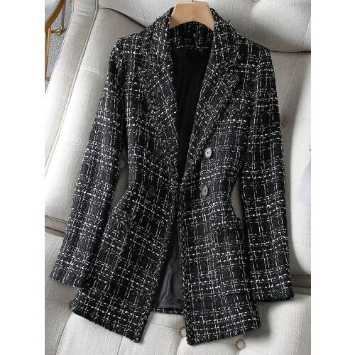Korean autumn sports jacket womens oversized clothing Plaid sports jacket office womens jacket spring oversized clothing