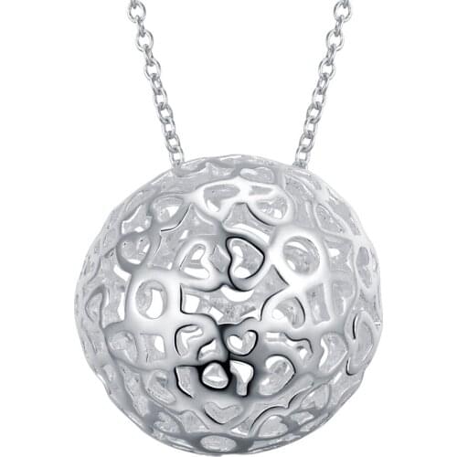 Lucky Charm Silver Color Pendants For Women Jewelry Necklace Lady Accessories Fashion Jewelry Pendant Hollow Out Ball AN339