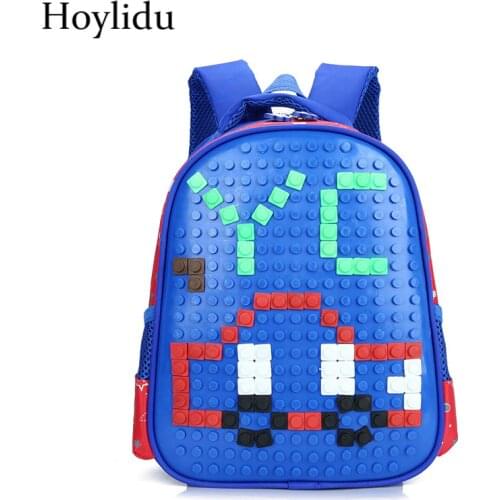 Cartoon DIY Puzzle School Bags For Girls Boys Birthday Gift Waterproof PU Large Capacity Kindergarten Children Travel Backpacks