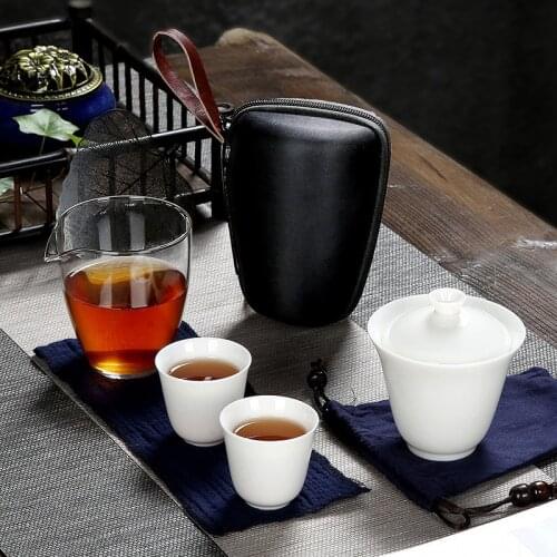 Outdoors Portable Travel Teapot Set With 2 Mini Cups 1 gaiwan Porcelana Japanese Tea Set Gaiwan Kung Fu Tea Ceremony Set