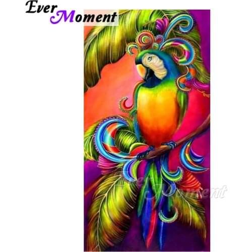 Ever Moment Chinese Mosaic Color Parrot Wall Paintings 3D Diamond Birds Bead 5D Art Animal Square Drills Diamond Painting ASF846