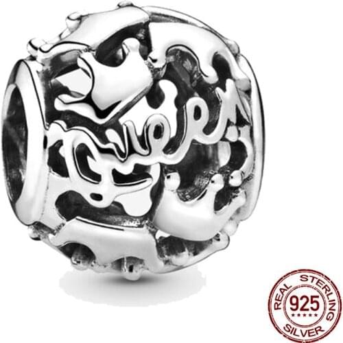 New 925 Sterling Silver Beads Openwork Queen Crown Charm Fits Original Pandora Bracelets DIY Jewelry Making For Women Gifts