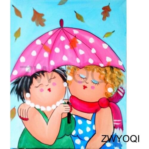 Full Round Diamond mosaic Necklace scarf Full Square Diamond painting Cross stitch Girl umbrella 5D DIY Diamond embroidery left