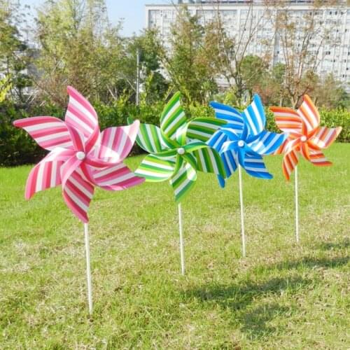 Striped Windmill Wind Spinner Home Garden Yard Decoration Kids Children Toys L4MC