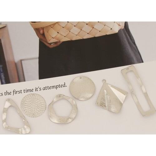 HAOSAW Choose 6Pcs/Lot Zinc Alloy Charms/Wave Square/Dot Coin/Rhodium Colors/Jewelry Accessories/Earring Findings