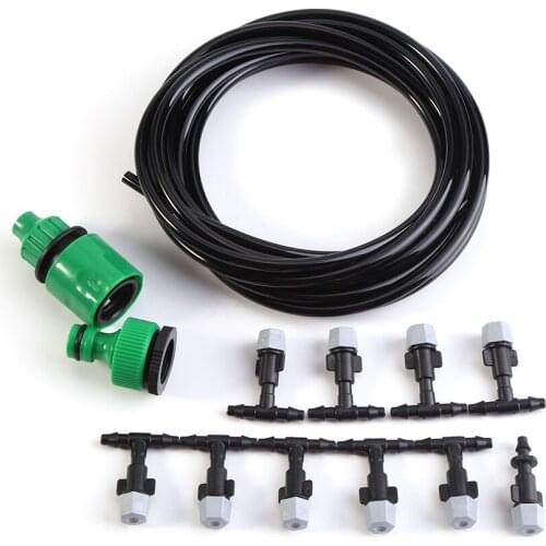 Water Misting Cooling System Hose Sprinkler black Nozzle Garden Patio Micro Irrigation Set 15MRemovable nozzle for easy cleaning