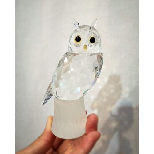 Crystal Owl Paperweight Glass Animal Figurines Home Decor Ornament Statue Miniature Xmas Gift Desktop Car Decoration Crafts