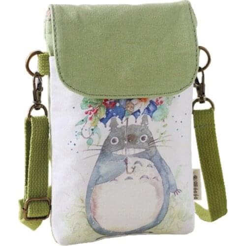 Totoro Canvas Printing Girl Animal Rabbit Deer Shoulder Bags Cute Small Flap Bag Fashion Women Cartoon Phone Crossbody Handbag