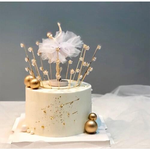 3pc Ballet Girls Cake Topper Dancing Girl Doll Decor Wedding Birthday Cake Decor Baby Girl 1st Favor Happy Birthday Party Decor