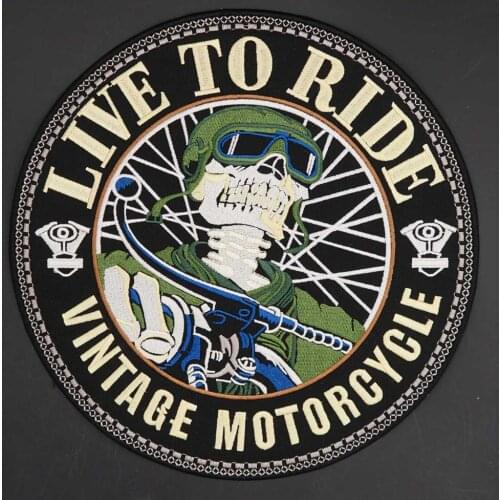 LIVE TO RIDE VINTAGE MOTORCYCLE Embroidery Patch Sticker Badge for Jacket Back Vest Motorcycle Club Biker
