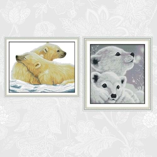 Cross Stitch Polar bear Pattern DMC 14CT 11CT DIY Handwork Embroidery kit Needlework set Wholesale Home Decoration