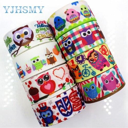YJHSMY H-17531-1061,10 yards,22 mm Cartoon owl Thermal transfer Printed grosgrain Wedding Accessories wedding gift wrap DIY