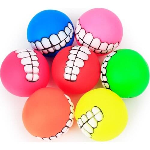 Funny Pets Dog Puppy Cat Ball Teeth Toy PVC Chew Sound Dogs Play Fetching Squeak Toys Pet Supplies
