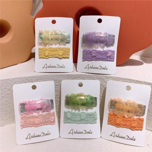 2 Pcs New Fashion Korean Childrens Embroidery Flower Hairpin Sweet Girl Princess Beautiful Colorful Folds Mesh BB Clip Headwear