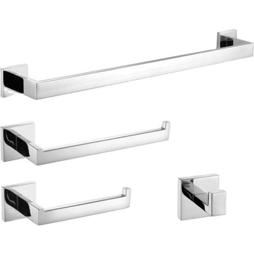 Mirror Stainless Steel Towel Rack Towel Bar Paper Holder Robe Hook Bathroom Accessories Kit