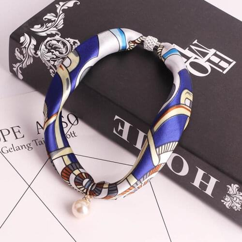Luxury Brand Silk Scarf Women Acrylic Pendant Necklace Jewelry Style Pearl Hijab Female Accessories Gift fashion