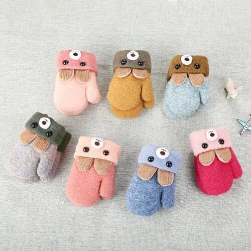 Bear Ears Winter Patchwork Gloves Toddler Baby Girls Boys Bear Ears Winter Patchwork Keep Warm Mittens Gloves