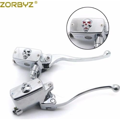 ZORBYZ Motorcycle 22mm Chrome Skull Handlebar Control Reservoir Brake Hydraulic Clutch Levers For Aprilia Harley Triumph Honda