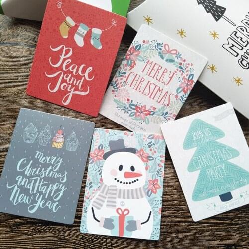 100pcs/lot 15 style mix colors Small Christmas cards"Merry Christmas"gift message card Writable card 6x8cm DIY decoration card