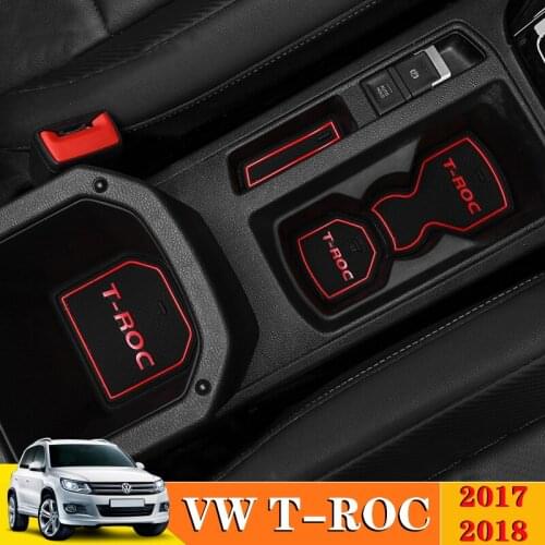 14PCS For VW T-ROC T ROC TROC 2017-2018 Car Inner Gate Slot Pad Non-slip Cup Mats Anti Slip Door Groove Mat Interior Accessories