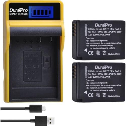 2pc DMW-BLG10 DMW BLE9 Camera Battery + LCD USB Charger for Panasonic LUMIX GF5 GF6 GX7 Mark II GX80 GX85 DMC-LX100 Camera