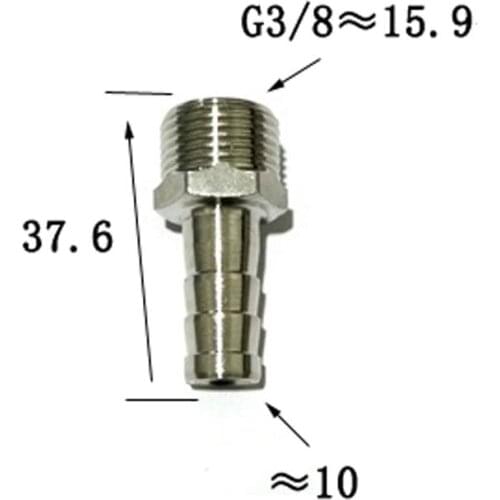 5 PCS DN10 3/8" BSPP Male x 10mm Hose Barb Splicer Hosetail Fitting 201 Stainless Steel