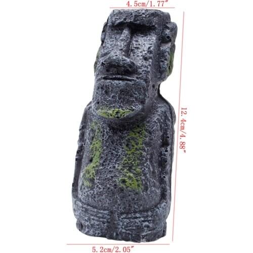 Easter Island Mini Statue Accessory Pipe Fish Tank Aquarium Decoration Ornament