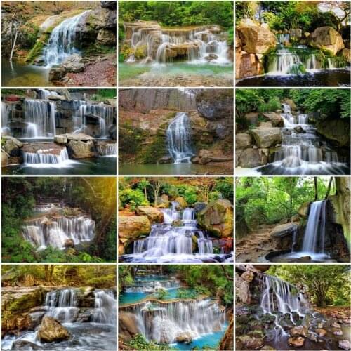 HUACAN 5D Diy Diamond Painting Waterfall Nutural Landscape Embroidery Cross Stitch Decoration Painting With Diamonds