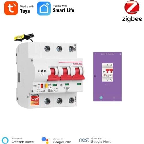 Tuya Zigbee MCB Smart Circuit Breaker 3P Smart Switch Overload ShortCircuit Protection SmartThings Alexa Compatible Zigbee MCB