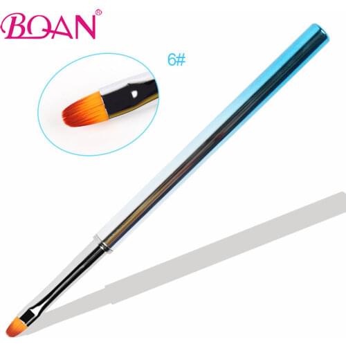 BQAN 1pc Gradient Color Metal Handle UV Gel Brush Pen Nail Art Design Painting Drawing Brush Salon DIY Manicure Tool
