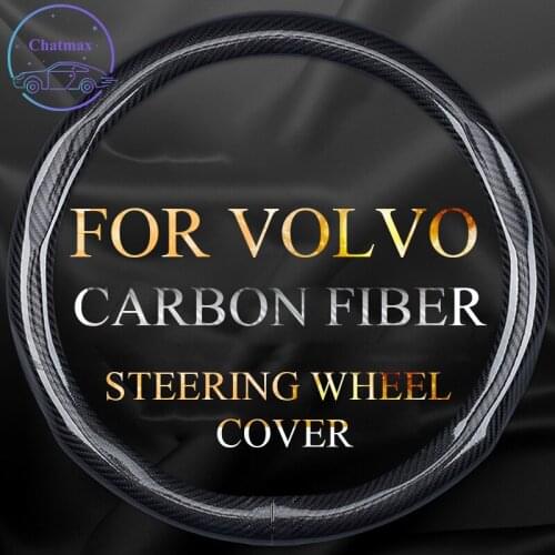 Carbon Fiber Steering Wheel Cover For Volvo XC40 XC60 V60 V80 S60 S90 Universal 38cm 15 Inches Anti-slip Touching Comfortable