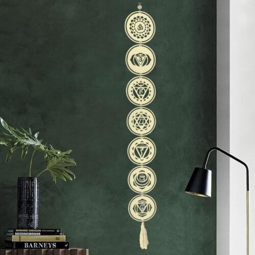 Long Furnishing Wall Decorated Wooden Hanging Ornaments Seven Chakras