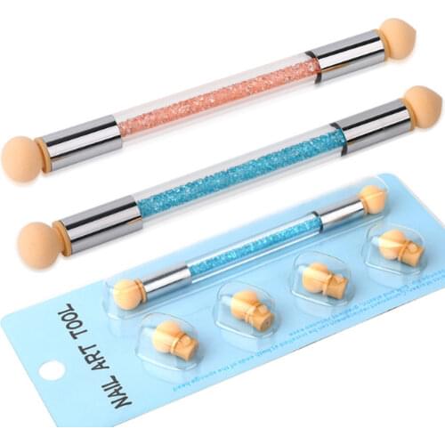 Double Heads Nail Art Color Picking Sponge Pen 4 Washable heads Gel Polish Color Gradient Brush