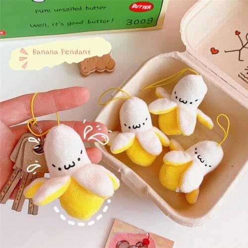 Cartoon Little Banana Pendant Keychains Plush Key Chains Lovely Bag Charm Decoration Couple Accessories Original Design