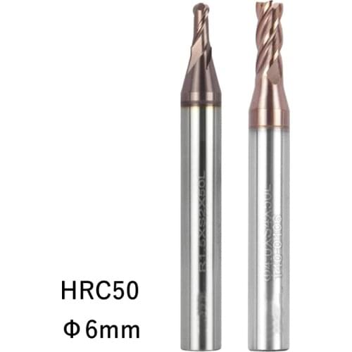 HRC50 2Flutes 6*50mm Carbide deep long neck milling cutter,flat and ball nose end mill tools cutter drill bits