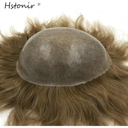 Hstonir Mens Capillary Prothesis Toupee Wig Male Indian Remy Hair Prosthesis Baroque Natural Hair System H082