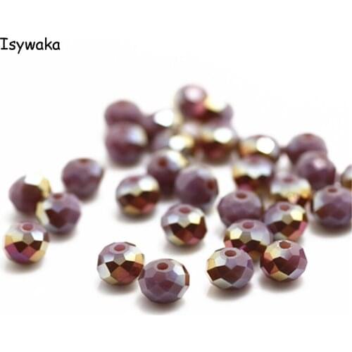 Isywaka Solid Colorful Colors 4*6mm 50pcs Rondelle Austria faceted Crystal Glass Beads Loose Round Beads for Jewelry Making